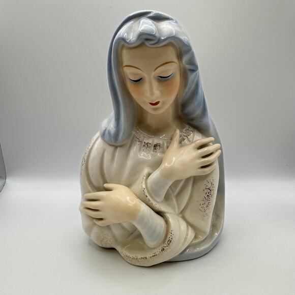 Virgin Mary Porcelain Planter, Vintage Japan #4157 - Picture 1 of 8